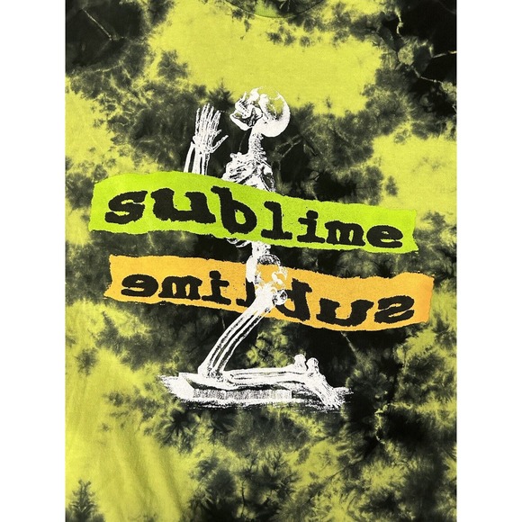 Sublime Skeleton Green Black Tie-Dye T-Shirt Size Medium - Picture 3 of 6